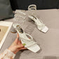 Xibeilove 2024 Summer Luxury Women Sandals Crystal Square Head Gold Rhinestone Snake Pattern High Heels Wedding Party Shoes