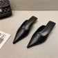 Woman Slippers Pointed Toe Outside Job Sandals Slides Mules Low Heel White Shoes for Women with Comfortable Luxury Korea Style