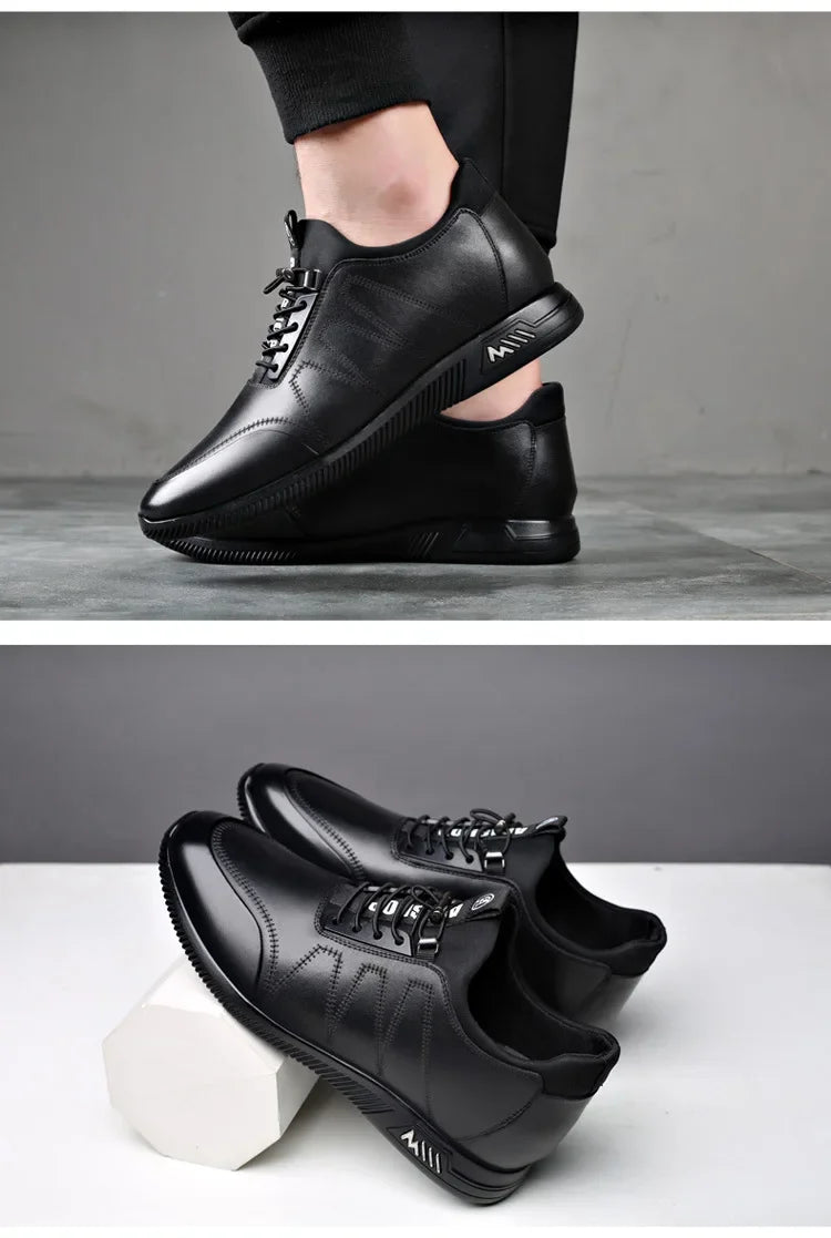 Invisible Height Increasing Leather Shoes