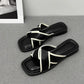 Women's Slippers and Ladies Sandals Open Toe Low Heel Outside on Beach House Black Indoor Home Slides Shoes Off White Word Flat