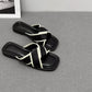 Women's Slippers and Ladies Sandals Open Toe Low Heel Outside on Beach House Black Indoor Home Slides Shoes Off White Word Flat