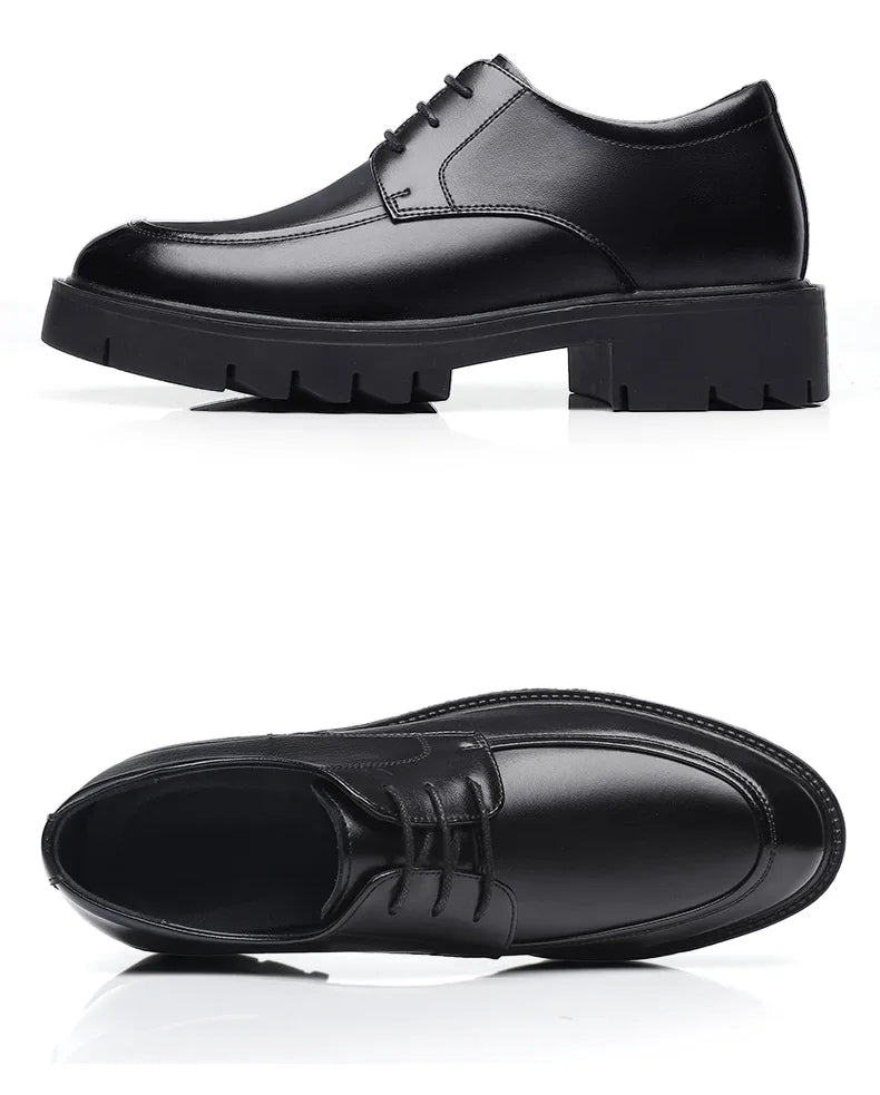 8-10cm Height Increasing Shoes for Men Summer Autumn Inside High Shoes Men's Hollow Business Dress Men's Elevator Leather Shoes