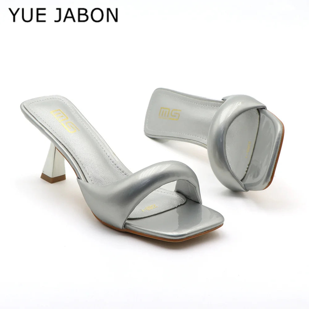 Black Red High Heel Sandals Women Open Toe Slingback Sandals Female Pumps Square Toe Summer Simple Designer Heeled Sandals