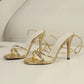 Women's Sexy Gold Open Toe Sandals For Party With Criss-cross Straps , High Heels, Comfortable,Thick Heels