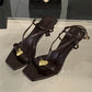 Summer Fashion Metal Buckle Narrow Band Sandals Women Band Open Toe Thin Low Heel Gladiator Party Shoes Zapatos De Mujer
