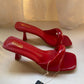Black Red High Heel Sandals Women Open Toe Slingback Sandals Female Pumps Square Toe Summer Simple Designer Heeled Sandals