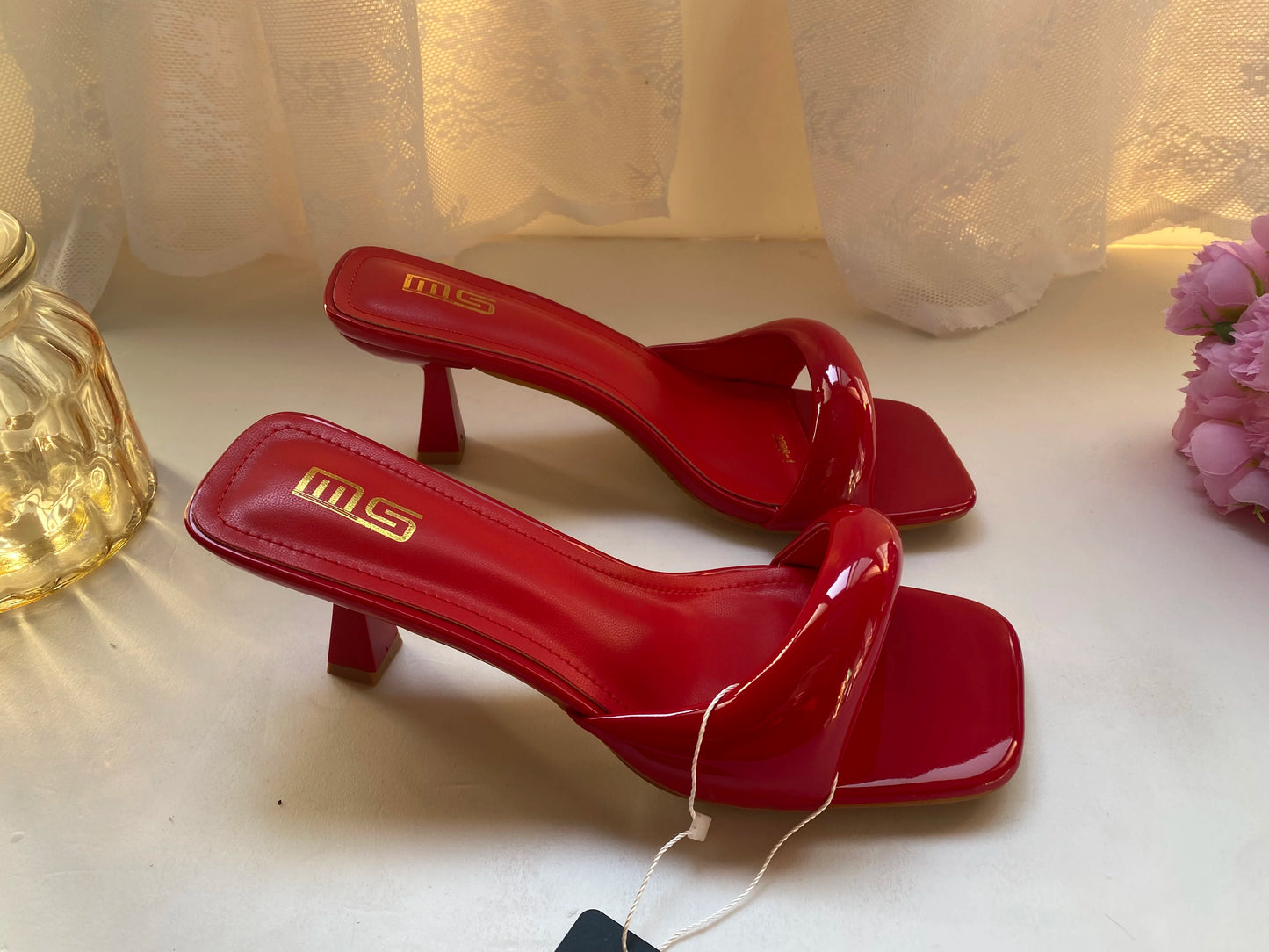 Black Red High Heel Sandals Women Open Toe Slingback Sandals Female Pumps Square Toe Summer Simple Designer Heeled Sandals