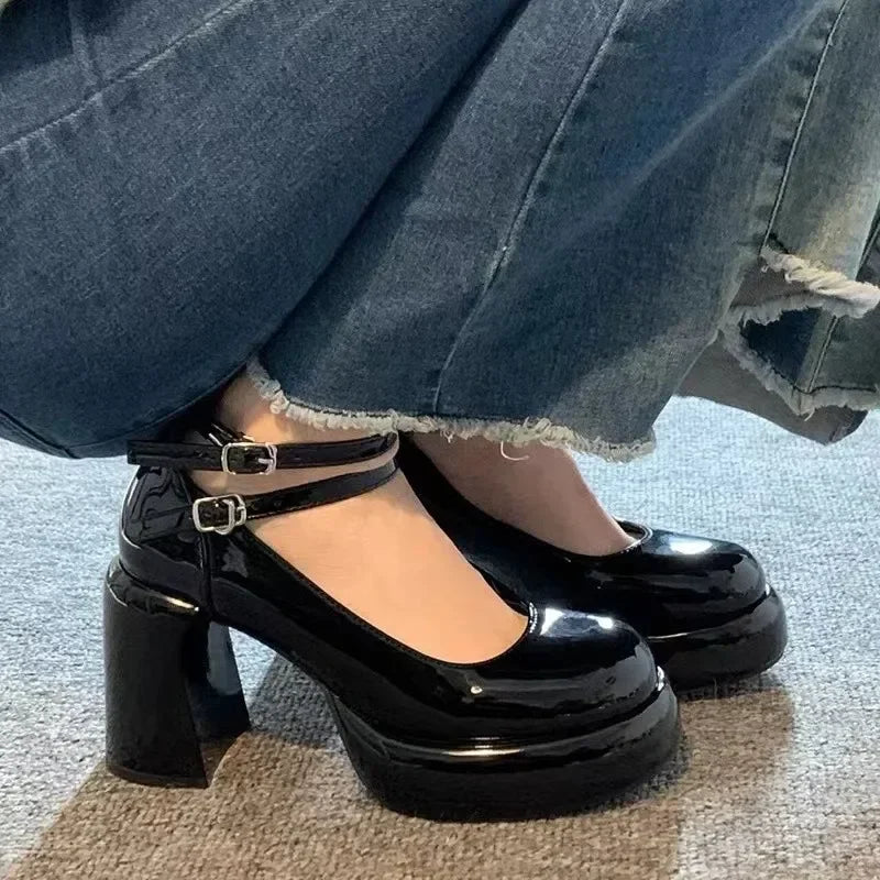 New Women Pumps Shoes Fashion Cross Strap Ladies Shallow Dress Mary Jane Shoes Female Elegant High Heel Footwear Platform Heels