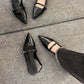 New Design Women Luxury Velvet Moccasins Fashion Pointed Toe Loafers Ladies 2024 Spring Black Ballet Flat Shoes Women Sandals
