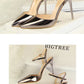 86-1 Style Simple Slim Ultra High Heel Shallow Painted Leather Sexy Nightclub Slimming One-word Strap Women Cool Shoes