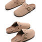 2023 New Concise Retro Outside Flat with Women's Slippers Mules Modern Sandals Buckle Shoes Strap Autumn Winter