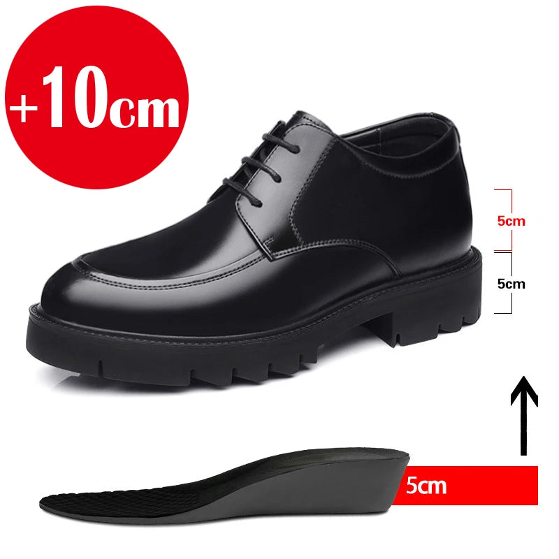 8-10cm Height Increasing Shoes for Men Summer Autumn Inside High Shoes Men's Hollow Business Dress Men's Elevator Leather Shoes