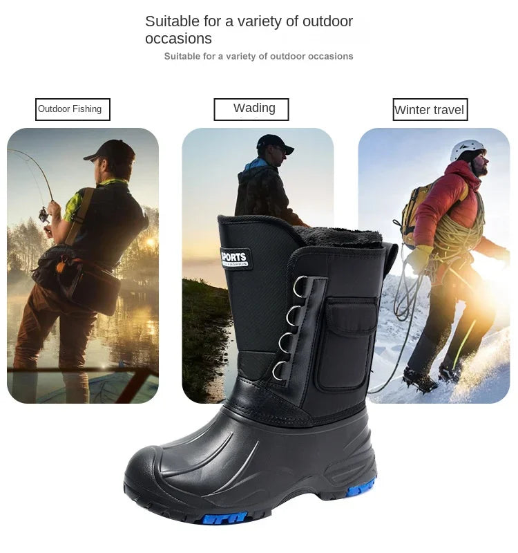Winter Men's Outdoor Boots Warm Waterproof Snow Boots for Men Fishing Men's Non-slip Hiking Boots Male Sneakers Work