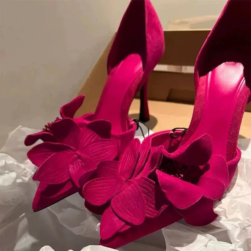 Ladies Solid Red Flowers Lace Up Unique Sexy Sandals Cross Tied Stiletto Heel Party 2023 New Arrival Summer Woman Shoes