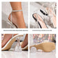 Summer 2025 Women's Fairy Tale Toe-Open Crystal Rhinestone High Heel Sandals Rubber Sole Square Toe Bridal Shoes