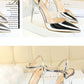 86-1 Style Simple Slim Ultra High Heel Shallow Painted Leather Sexy Nightclub Slimming One-word Strap Women Cool Shoes