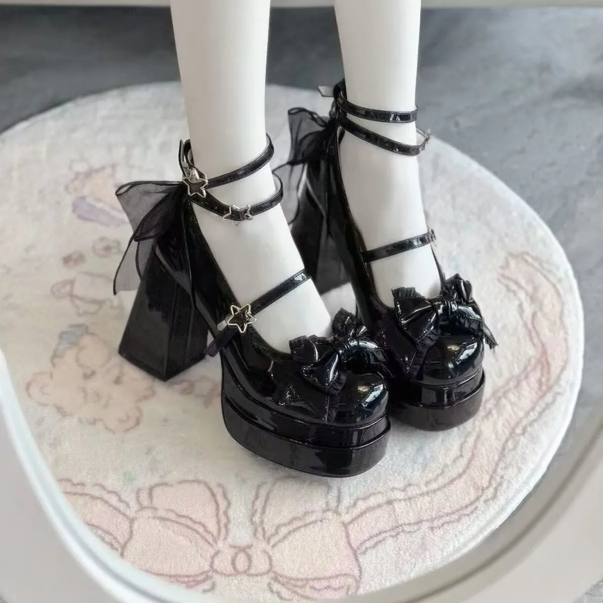 Bow Women Heeled Sandals Platform Mary Jane Shoes Woman Summer 2025 Trend Lolita Elegant Dress Chunky Pumps Zapatillas De Mujer