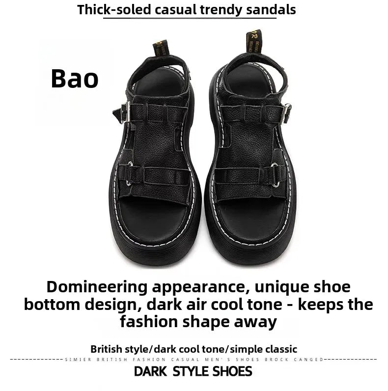 Men's Fashionable Genuine Leather Sandals 2023 Summer New Style Casual Sports Shoes Soft Bottom Anti-Slip Slippers