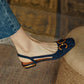 Retro Women Sandals Fashion Low-heeled Shoes Slingback Suede Office Ladies Shoes High Quality Elegant Slip on Woman Flat Sandals