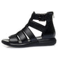 2024 New Women's Tennis Boots Flat Bottom Low Heel Hollow Cool Boots Summer Open Toe Genuine Leather Sandals Flat Shoes