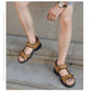 Summer Men's Leather Sandals Outdoor Resort Beach Shoes Soft Rubber Lightweight Hiking Shoes Anti-slip Wear-resistant Flip Flops