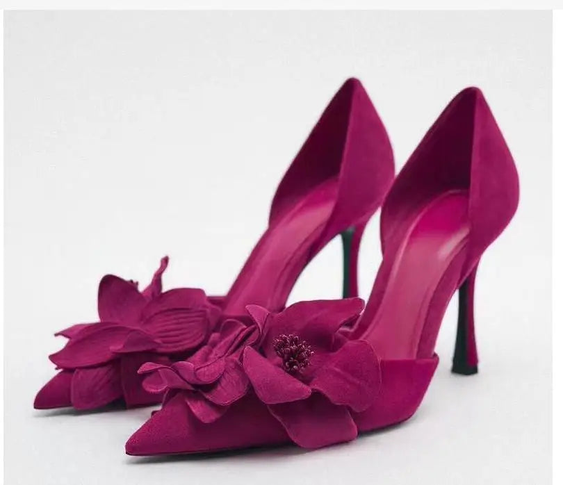 Ladies Solid Red Flowers Lace Up Unique Sexy Sandals Cross Tied Stiletto Heel Party 2023 New Arrival Summer Woman Shoes