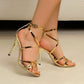 Women's Shoes 2025 New Buckle Strap Women's Sandals Fashion Narrow Band Office and Career Summer Plus Size Solid Heeled Sandals