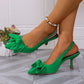 Summer Bow Wrapped Stiletto Sandals Women's Fashion Pointed Toe Shallow Mouth Slip Foot Anti-Slip Wear-Resistant High Heels