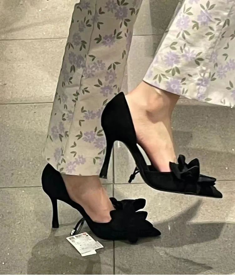 Ladies Solid Red Flowers Lace Up Unique Sexy Sandals Cross Tied Stiletto Heel Party 2023 New Arrival Summer Woman Shoes