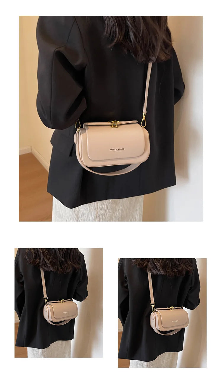 Classic Black Shoulder Bag Women's Versatile Retro Crossbody Square Bags 2024 New Large Capacity Textured Leather Flap Handbags
