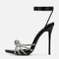 Liyke 2025 New Arrival Silver Crystal Narrow Band Women's Sandals Summer Party Wedding Prom Shoes Platform Open Toe High Heels