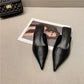 Woman Slippers Pointed Toe Outside Job Sandals Slides Mules Low Heel White Shoes for Women with Comfortable Luxury Korea Style
