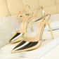 86-1 Style Simple Slim Ultra High Heel Shallow Painted Leather Sexy Nightclub Slimming One-word Strap Women Cool Shoes