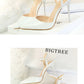 86-1 Style Simple Slim Ultra High Heel Shallow Painted Leather Sexy Nightclub Slimming One-word Strap Women Cool Shoes