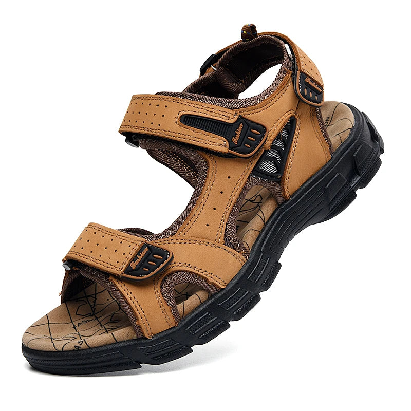 Brand Classic Mens Sandals Summer Genuine Leather Sandals Men Outdoor Casual Lightweight Sandal Fashion Men Sneakers Size 38-46