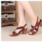 Women Summer Sandals Platform Round Mid Heel Back Strap Peep Toe Pu Leather Beach Casual Fashion Shoes Ladies Female 2023