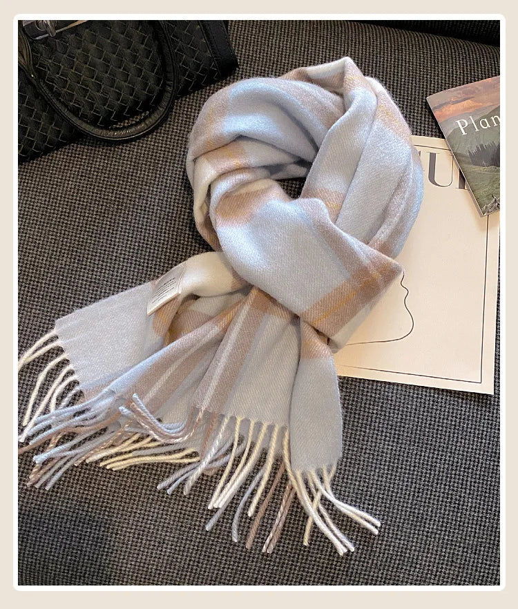 High-Quality 100% Wool Scarf | Women's Classic Soft Cashmere Muffler | EnigmaParis