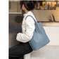 Genuine Leather Commuter Tote Bag Simple Ladies Soft Cowhide Tote Shoulder Handbag Large Capacity Women Bucket Bag 2025 New