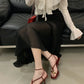 Summer Fashion Metal Buckle Narrow Band Sandals Women Band Open Toe Thin Low Heel Gladiator Party Shoes Zapatos De Mujer