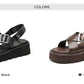 BEAUTODAY Platform Sandals Women Polished Cow Leather Open Toe Cross-tied Solid Metal Strap Summer Ladies Shoes Handmade 38250