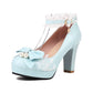 Summer Ladies Platform High Heels Cute Bow Lace Princess Mary Jane Lolita Shoes Blue Purple Party  Dress Pumps Big size 33 43