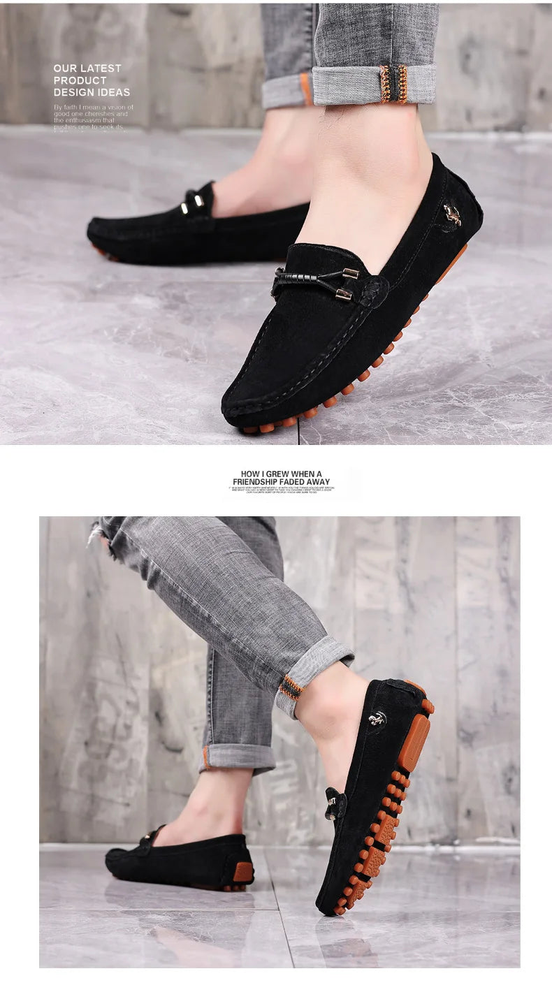 Men Suede Leather Loafers Shoes | Slip on Non-slip Driving Loafers for Men