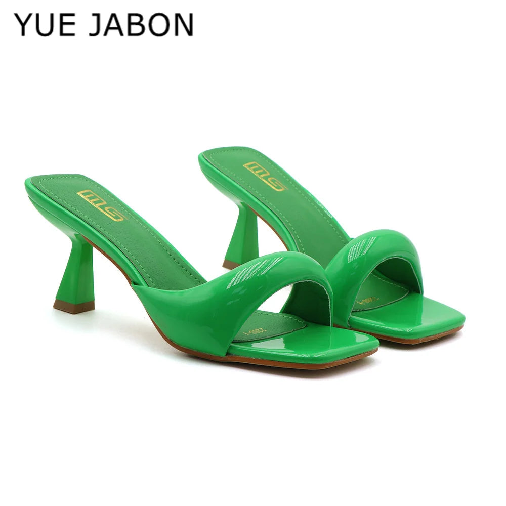 Black Red High Heel Sandals Women Open Toe Slingback Sandals Female Pumps Square Toe Summer Simple Designer Heeled Sandals