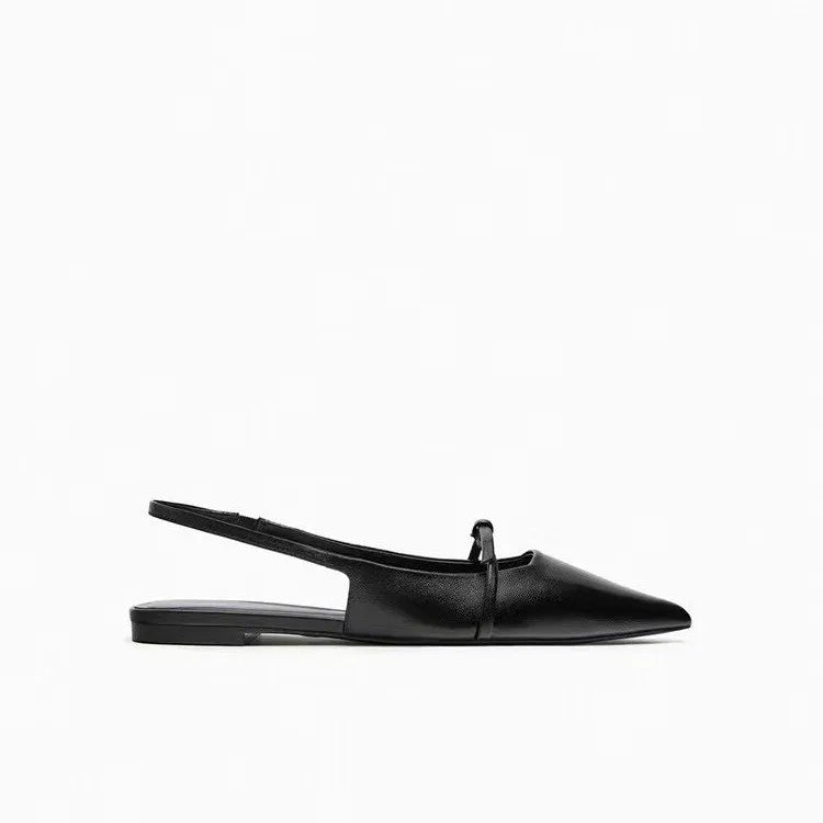 New Bling Women Sandal Fashion Pointed Toe Shallow Slip on Ladies Elegant Slingback Shoes Med Heel Flat Shoes Luxury Brand