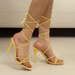 Women's Sexy Gold Open Toe Sandals For Party With Criss-cross Straps , High Heels, Comfortable,Thick Heels