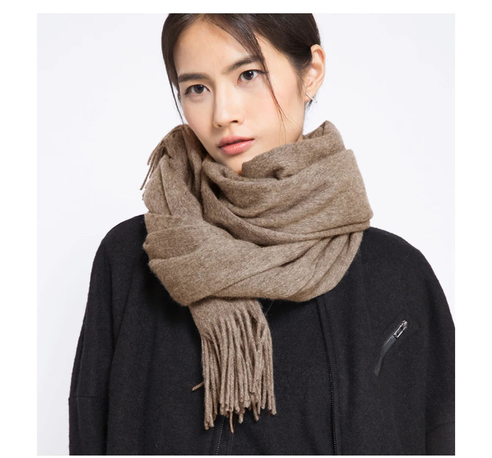 Solidlove 100% Wool Winter Scarf | Women's Fashion Cashmere Poncho Wrap | Elegant Scarves for Ladies | EnigmaParis