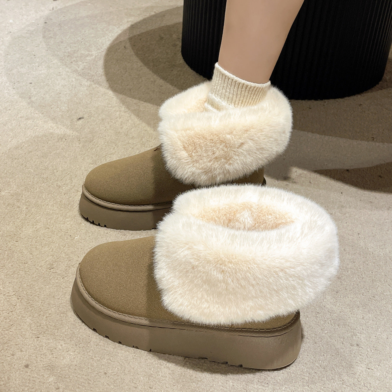 Winter Warm Snow Boots New Fashion Foldable Fleece Cotton Shoes For Women Plus Velvet And Thickened Plush Ankle Boots - EnigmaParis