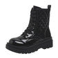 Lace-up Thick-heeled Boots Winter Casual Round Toe Platform Ankle Boots Women Fashion Quilted Pattern Minimalist Motorcycle Shoes - EnigmaParis