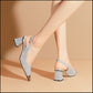 Rhinestone Mid-heel Toe Sandals Women's Chunky Heel Buckle