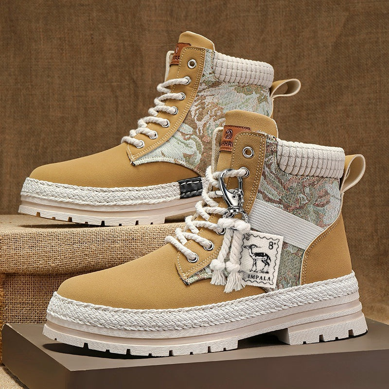Men's Autumn and Winter Print Boots: High-Top British Style | Enigma Paris - EnigmaParis